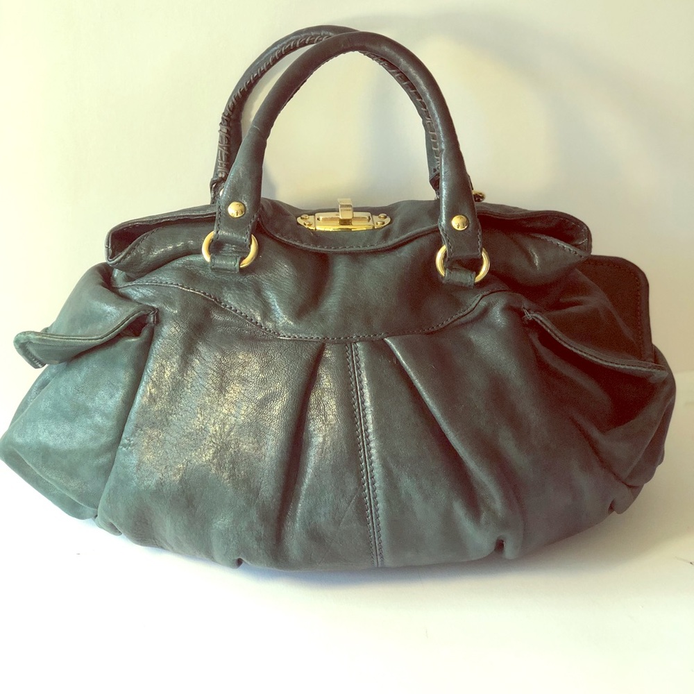Paolo Masi Dark green leather satchel